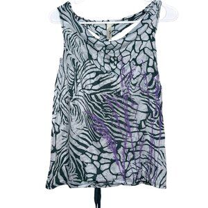 Lovecappella Zebra Print Sleeveless Top With Purple Accents XS